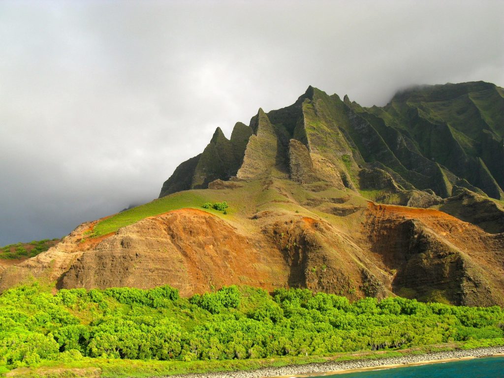 green mountains in Kauai in Hawaii